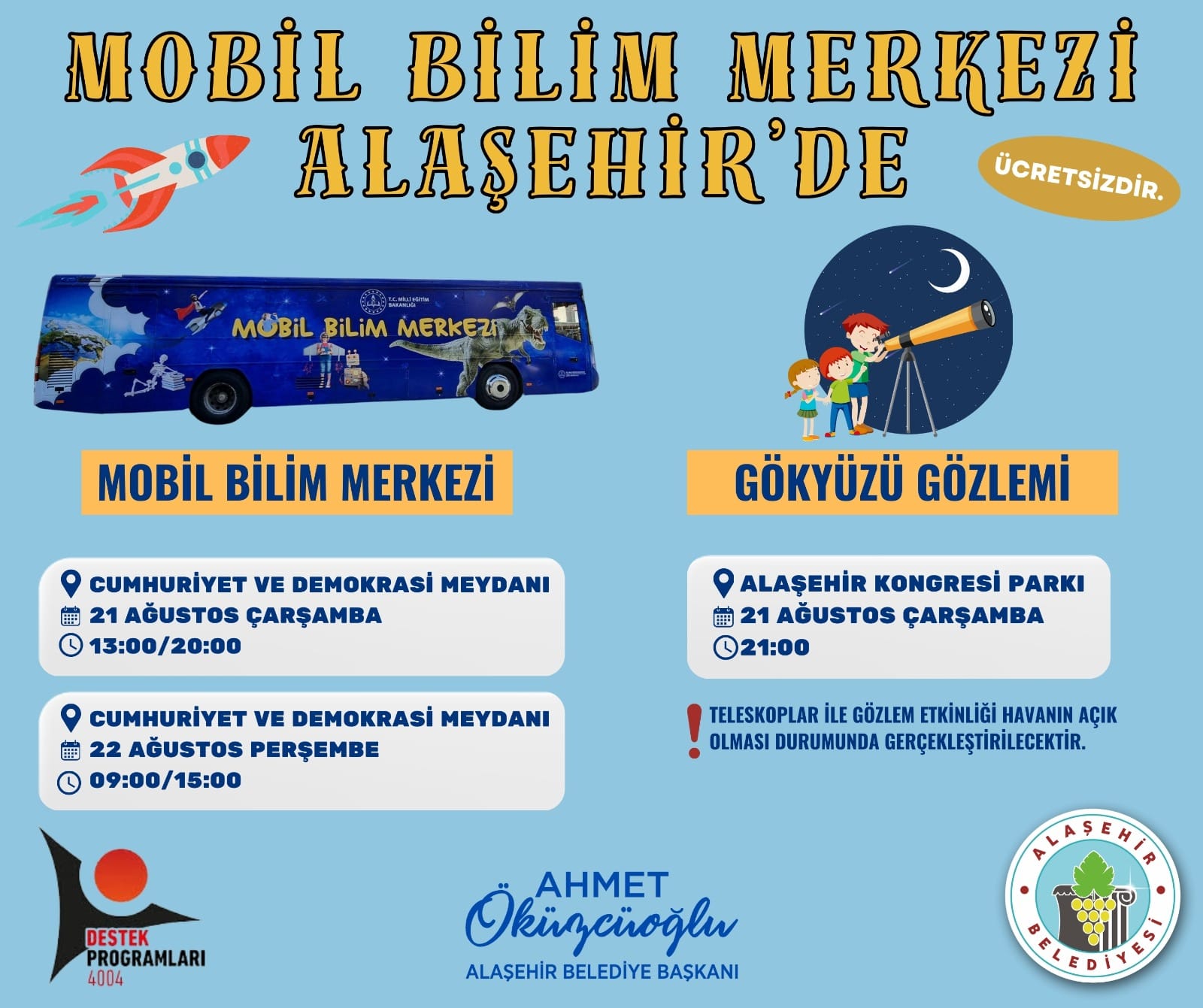 Mobil Bilim Merkezi Alaşehir'de